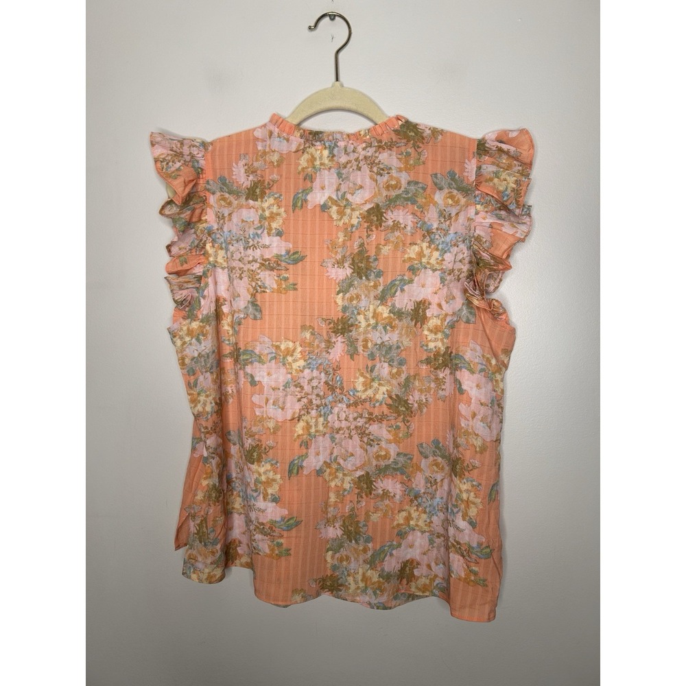 Rose + Olive Women's Peach Orange Floral Top Short Sleeve Size Medium New NWT - Picture 10 of 10